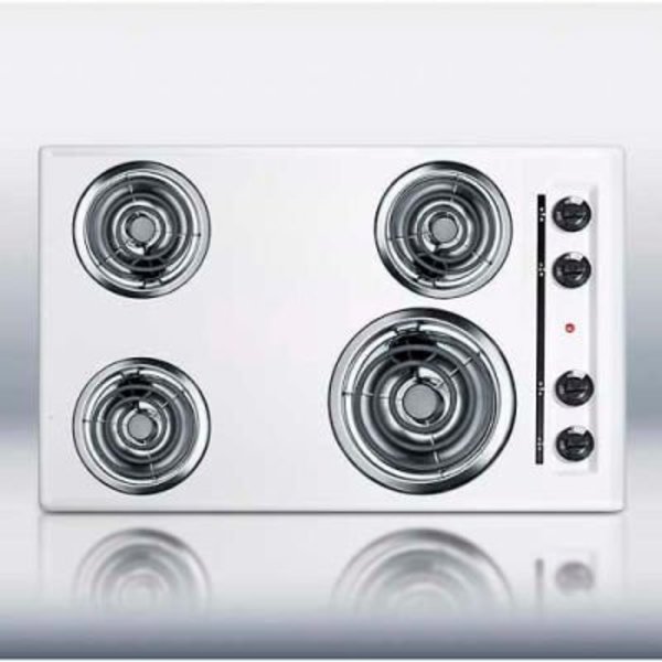 Summit Appliance Div. Summit-30"W 220V Electric Cooktop, White Porcelain Finish WEL05